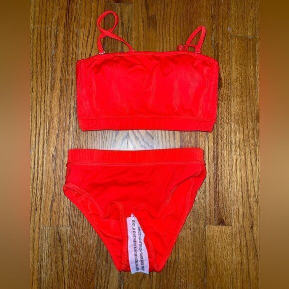 XHILARATION Ribbed High Waisted Bandeau Bikini Size Small - Picture 7 of 9